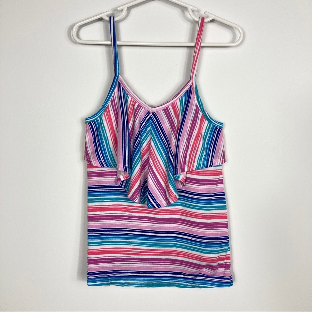Gymboree Striped Tank Top w/ Front Ruffle Size 4